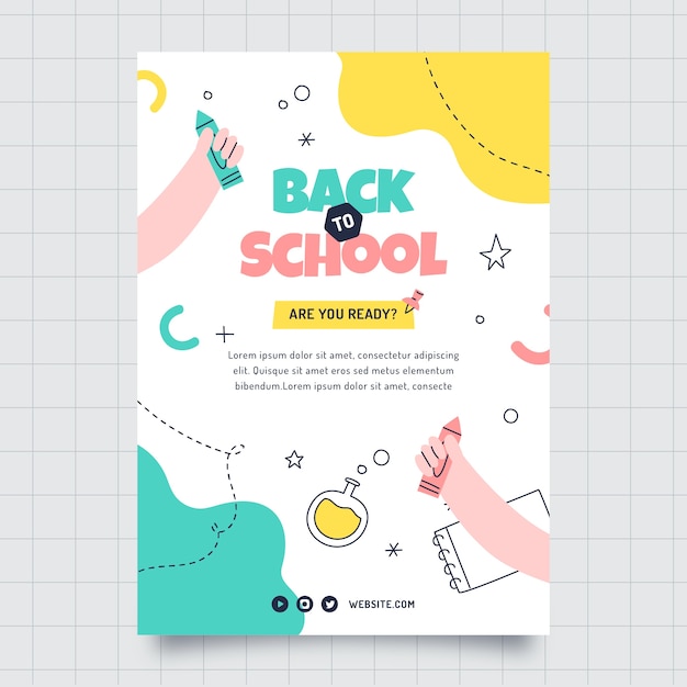 Hand drawn back to school vertical poster template