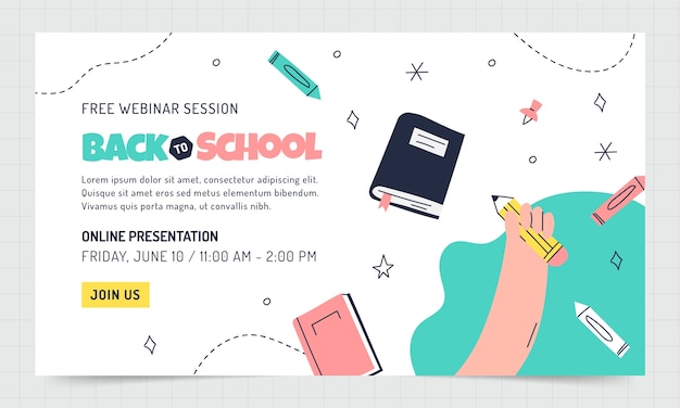 Hand drawn back to school webinar template