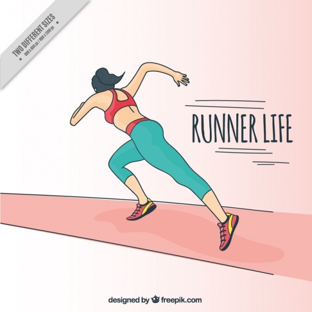 Free Vector hand drawn background about a woman running