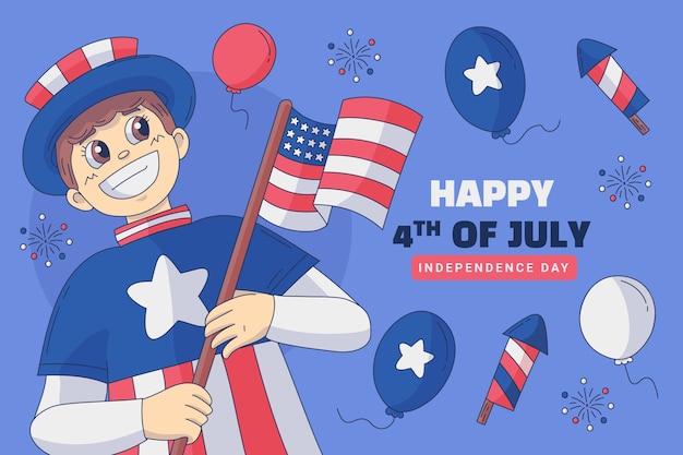 Free Vector hand drawn background for american 4th of july celebration