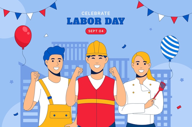 Hand drawn background for american labor day celebration