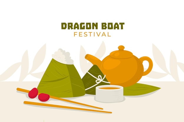 Free Vector hand drawn background dragon boat's zongzi