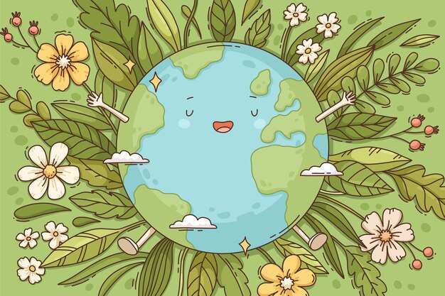 Hand drawn background for earth day celebration