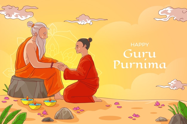 Free Vector hand drawn background for guru purnima