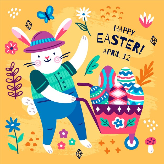 Hand drawn background happy easter day