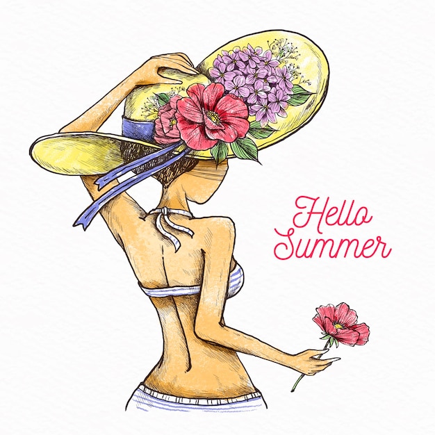 Hand drawn background hello summer