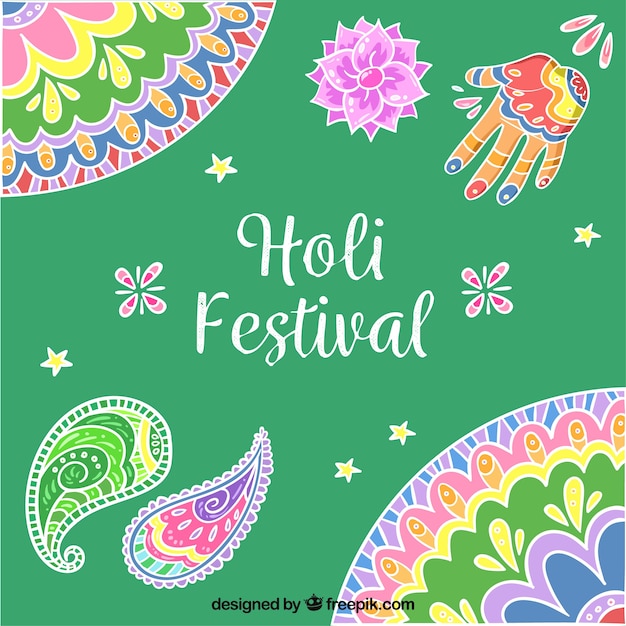 Free vector hand drawn background holi festival