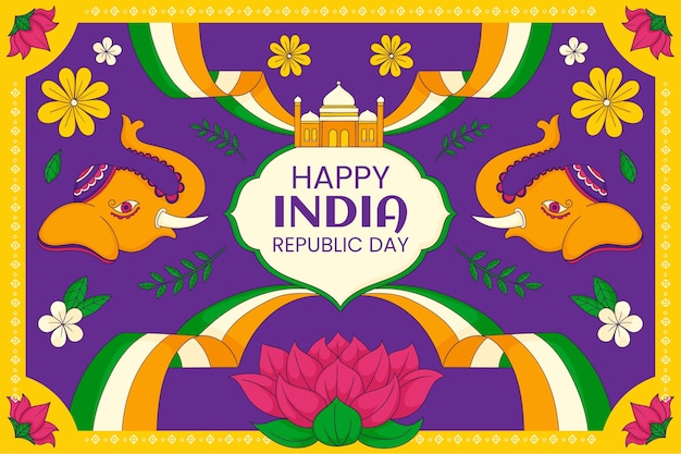 Free Vector hand drawn background for indian republic day celebration