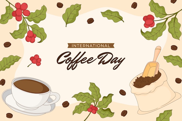 Hand drawn background for international coffee day