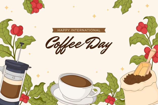 Hand drawn background for international coffee day