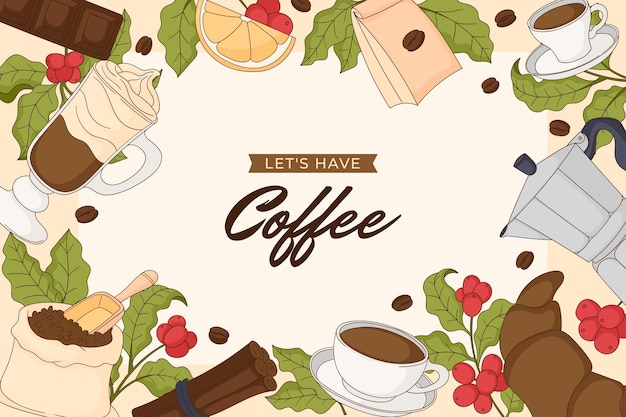 Hand drawn background for international coffee day