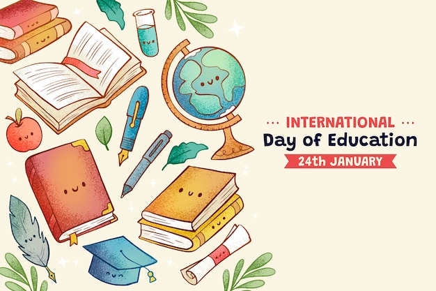 Free Vector hand drawn background for international day of education