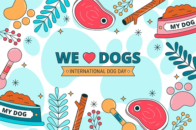 Free Vector hand drawn background for international dog day celebration