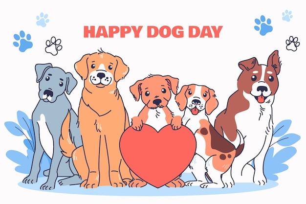 Free Vector hand drawn background for international dog day celebration