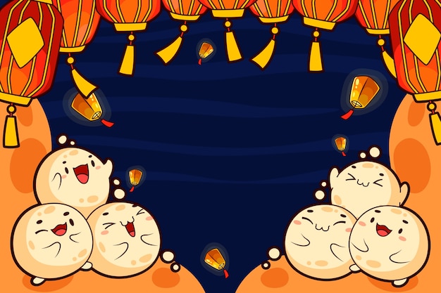 Hand drawn background for lantern festival celebration