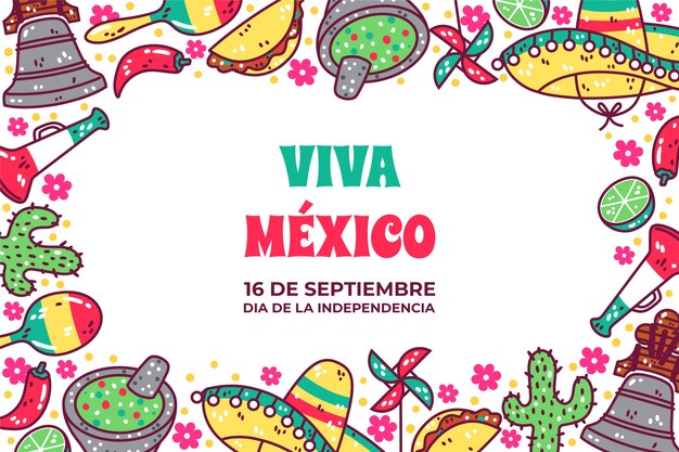 Hand drawn background for mexico independence celebration