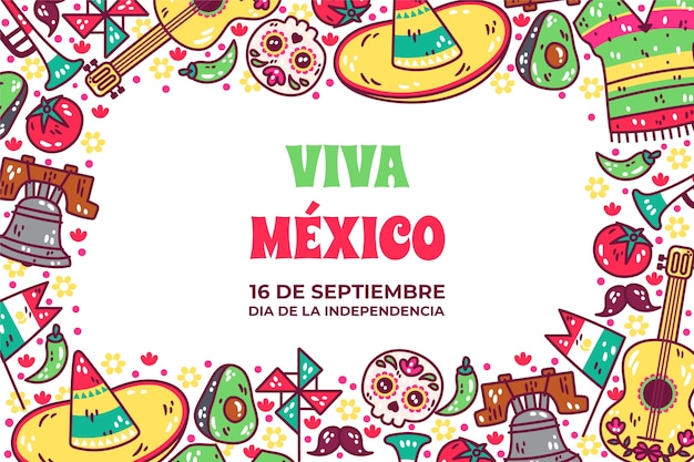 Hand drawn background for mexico independence celebration