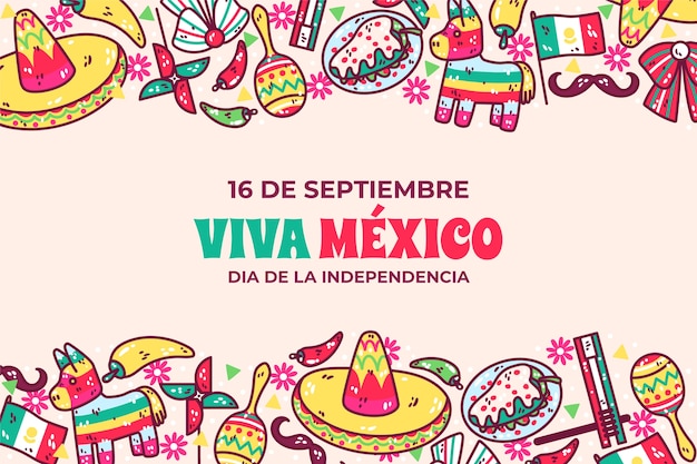 Hand drawn background for mexico independence celebration