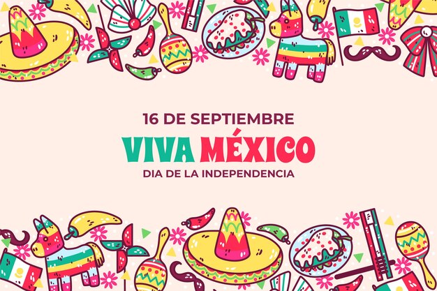 Hand drawn background for mexico independence celebration