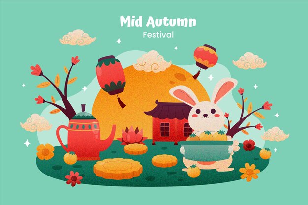 Hand drawn background for mid-autumn festival celebration