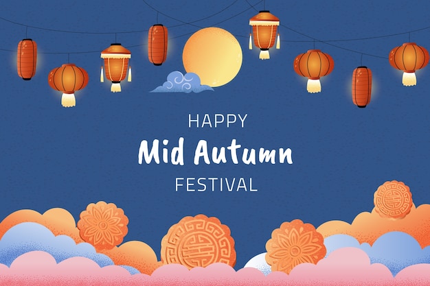 Hand drawn background for mid-autumn festival celebration