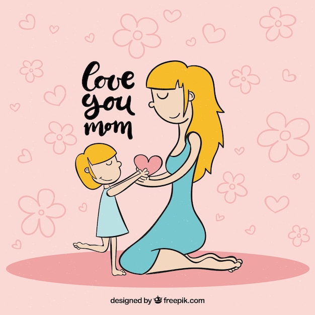 Free Vector hand drawn background for mother's day