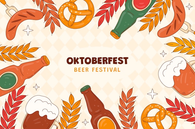 Hand drawn background for oktoberfest beer festival celebration