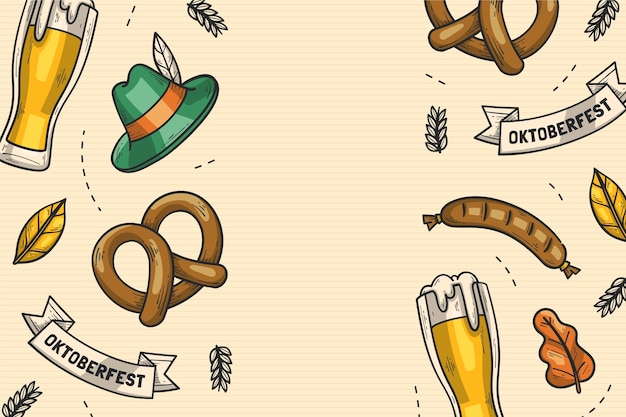 Free vector hand drawn background for oktoberfest celebration