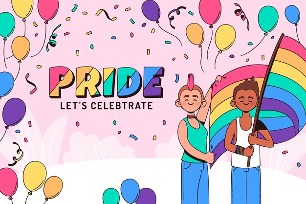 Hand drawn background for pride month celebration