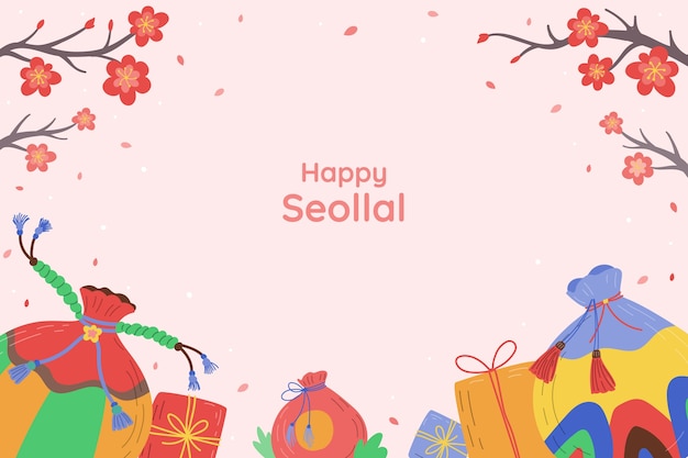 Hand drawn background for seollal festival celebration