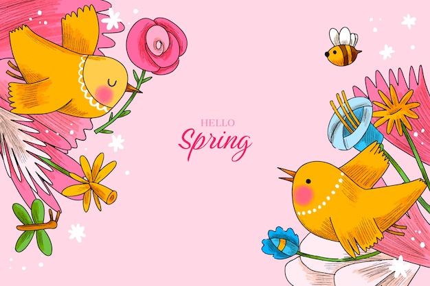 Hand drawn background for spring season celebration