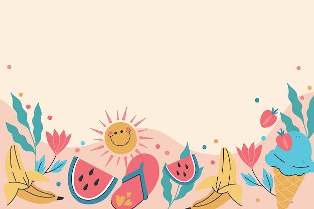 Free Vector hand drawn background for summer season