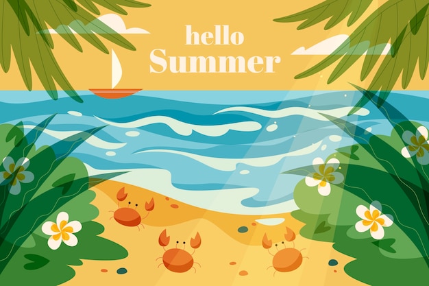 Hand drawn background for summertime season