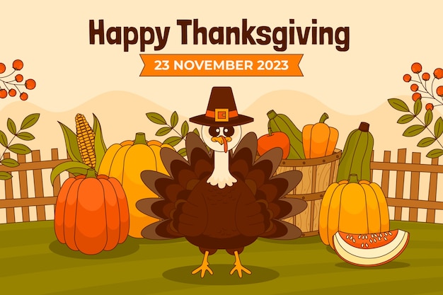 Free vector hand drawn background for thanksgiving celebration