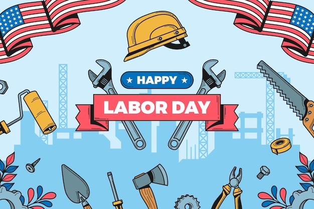 Free Vector hand drawn background for us labor day celebration