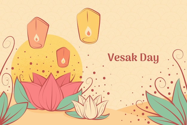 Free vector hand drawn background for vesak festival celebration