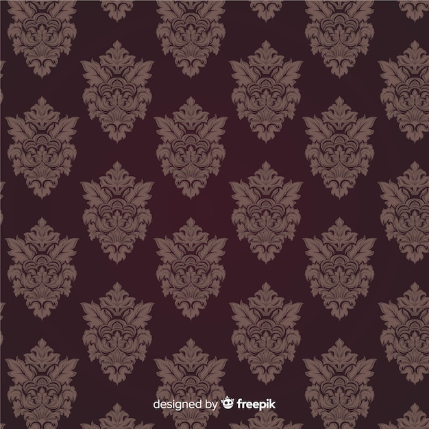 Free Vector hand drawn background with damask pattern