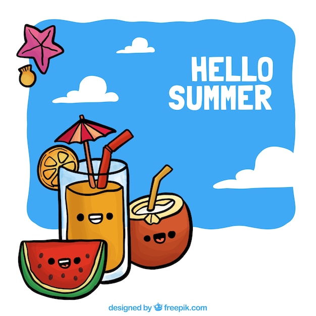 Free vector hand-drawn background with summer drinks