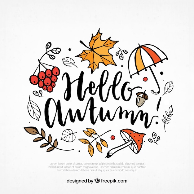 Hand drawn background withautumn elements