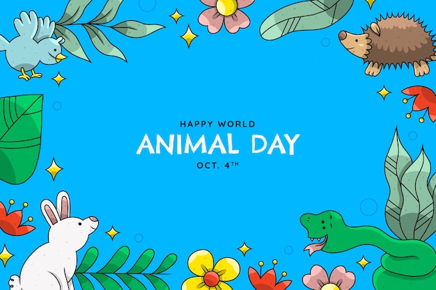 Hand drawn background for world animal day celebration