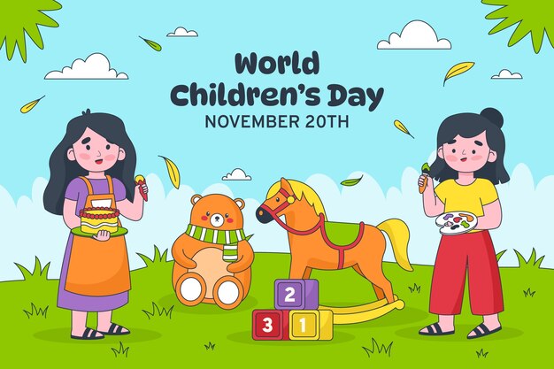 Hand drawn background for world children's day celebration