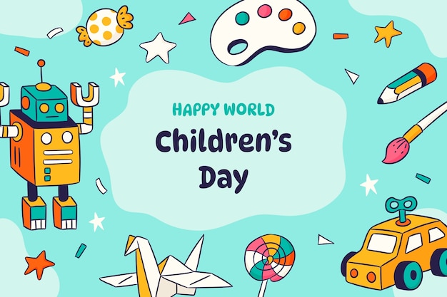 Free Vector hand drawn background for world children's day celebration