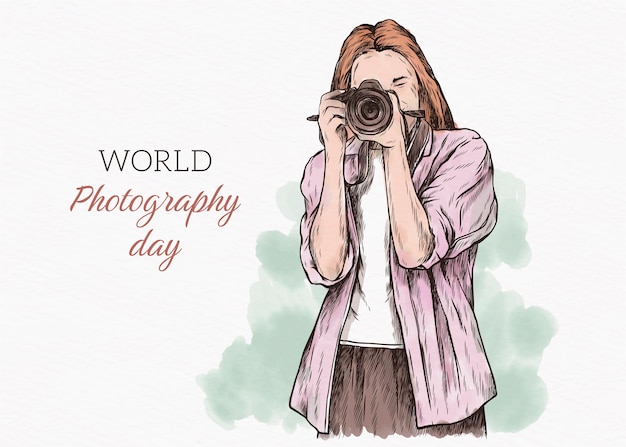 Hand drawn background for world photography day