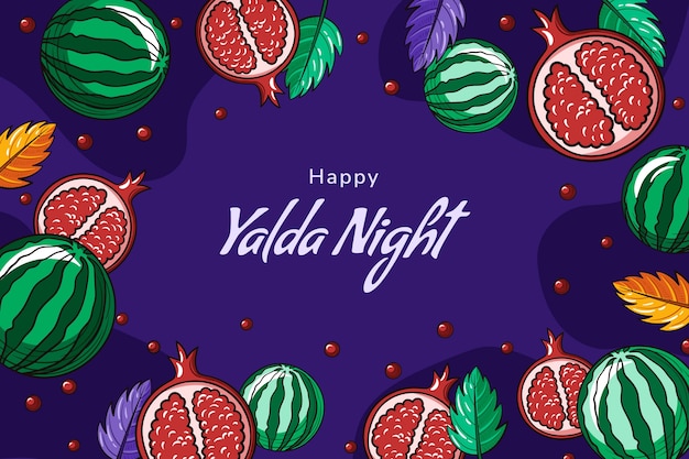 Free vector hand drawn background for yalda night festival