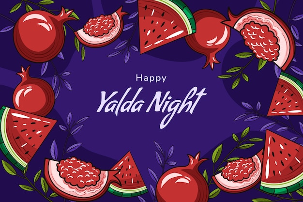 Free vector hand drawn background for yalda night festival