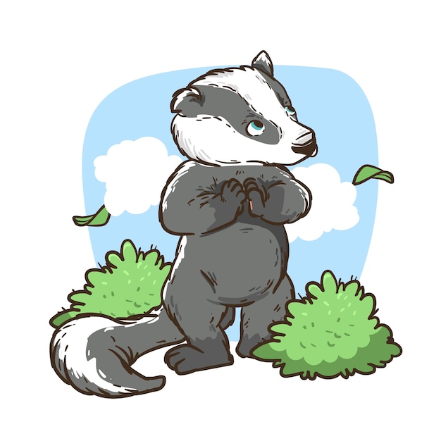 Free Vector hand drawn badger cartoon illustration