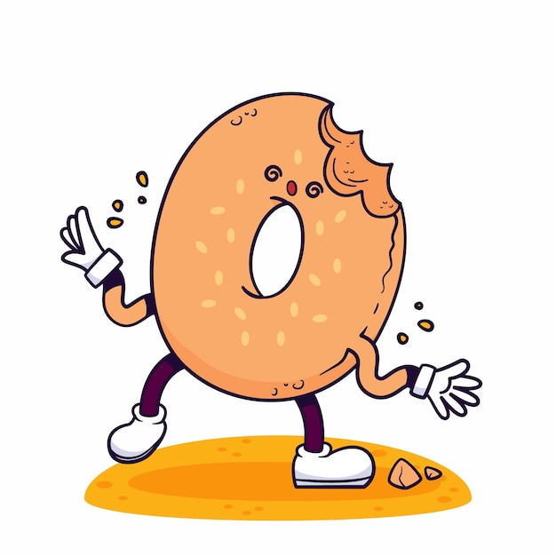 Free Vector hand drawn bagel cartoon illustration