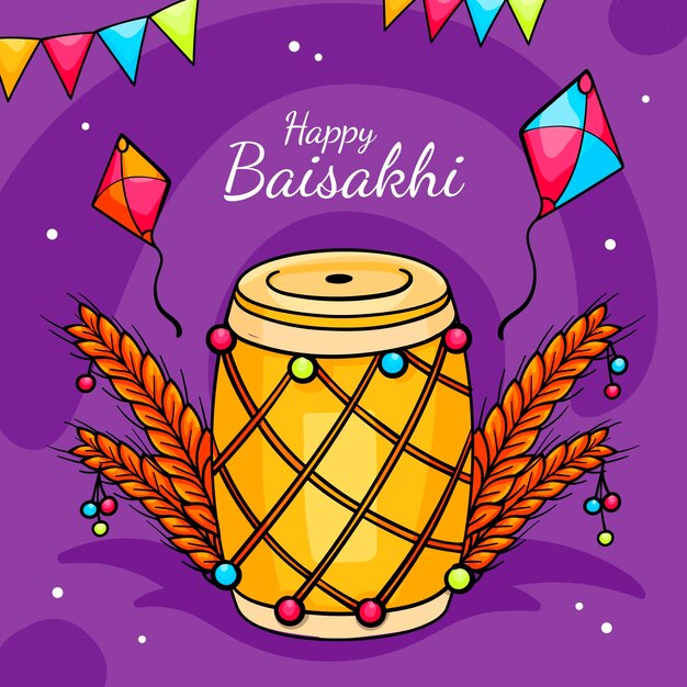 Hand drawn baisakhi illustration