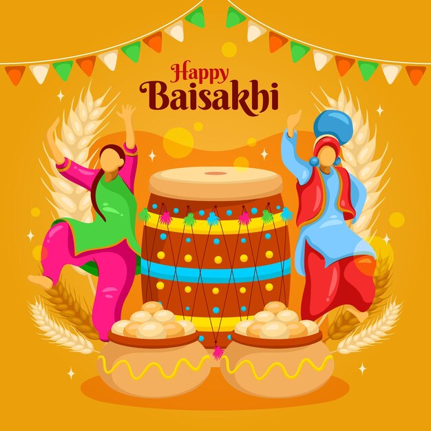 Hand drawn baisakhi illustration