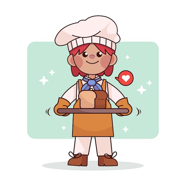 Free Vector hand drawn baker cartoon illustration